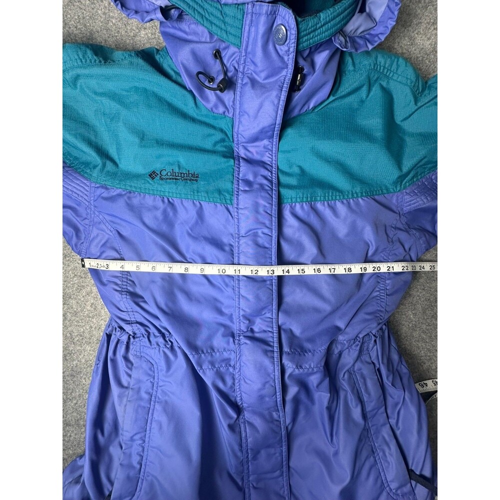 Vtg 90s Columbia Jacket Womens L F8 SL 5035 Colorblock Teal Purple Retro Ski - Picture 2 of 16